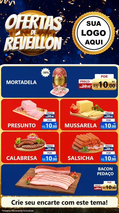Modelo de TV para TV Vertical com o tema Ofertas de Réveillon para Frios e Laticínios