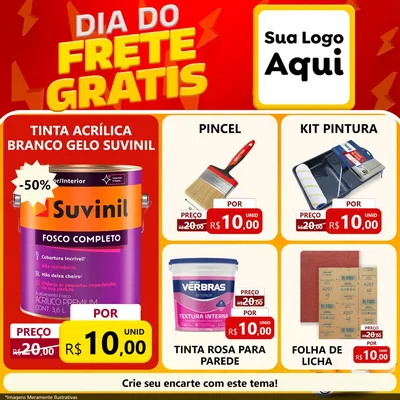Modelo de Rede Social para Feed Facebook com o tema Dia do Frete Grátis para Tintas e Ferramentas
