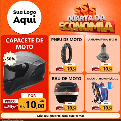 Modelo de Rede Social para Feed Facebook com o tema Quarta da Economia para Moto peças