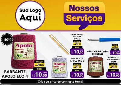 Modelo de Encarte para Encarte A4 Horizontal com o tema Nossos Serviços para Armarinho e Aviamentos