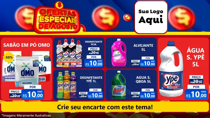 Modelo de TV para TV Horizontal com o tema Ofertas Especiais de Agosto para Produtos de Limpeza
