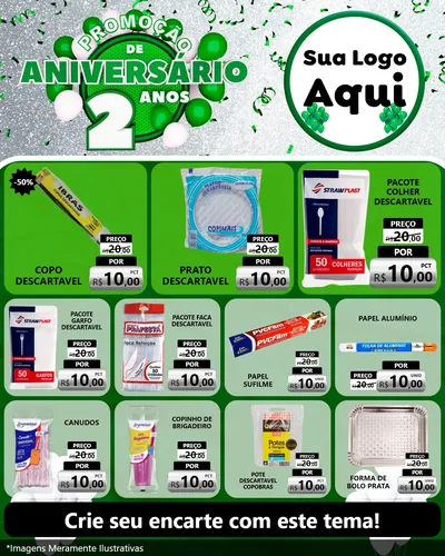Modelo de Rede Social para Feed Instagram com o tema Promoção de Aniversário - 2 Anos para Embalagens