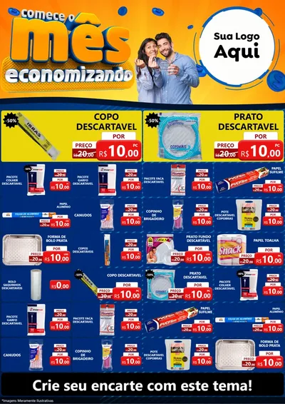 Modelo de Encarte para Encarte A4 Vertical com o tema Comece O Mês Economizando para Embalagens