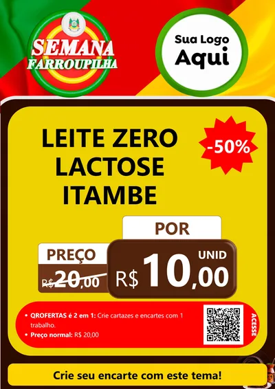 Modelo de Cartaz para Cartaz A4 Vertical com o tema Semana Farroupilha para Frios e Laticínios