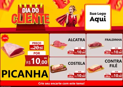 Modelo de Encarte para Encarte A4 Horizontal com o tema Dia do Cliente para Açougue