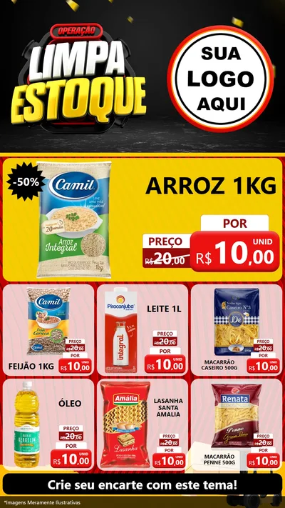 Modelo de Rede Social para Stories com o tema Operação Limpa Estoque para Supermercado