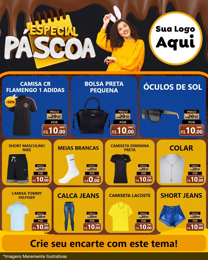 Modelo de Rede Social para Feed Instagram com o tema Especial Páscoa para Roupas e acessórios