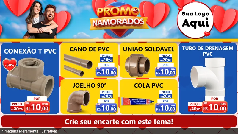 Modelo de TV para TV Horizontal com o tema Promo dos Namorados para Tubos e conexões