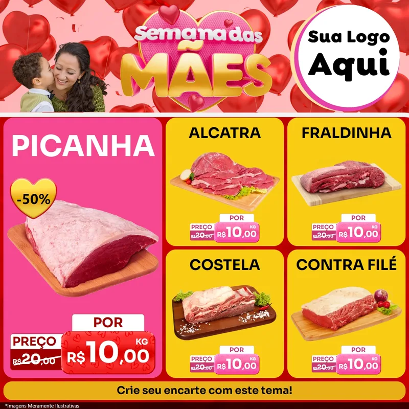 Modelo de Rede Social para Feed Facebook com o tema Semana Das Mães para Açougue