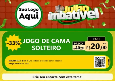 Modelo de Cartaz para Cartaz A4 Horizontal com o tema Julho Imbatível para Cama, Mesa e Banho