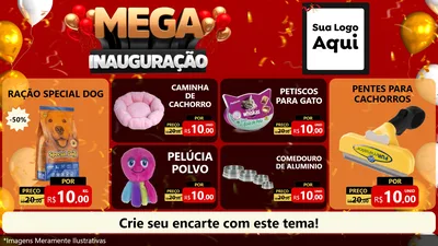 Modelo de TV para TV Horizontal com o tema Mega Inauguração para Pet Shop