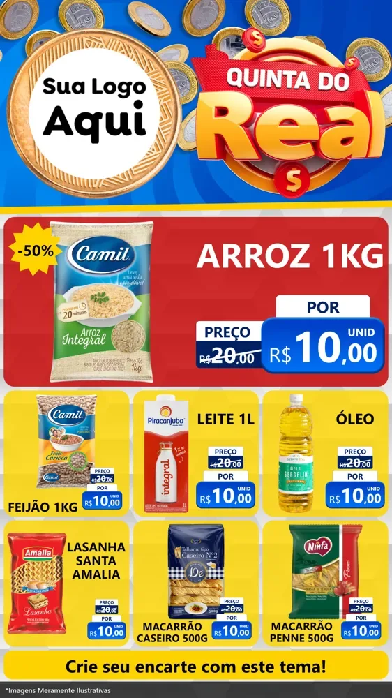 Modelo de Rede Social para Stories com o tema Quinta do Real para Supermercado