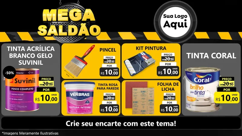 Modelo de TV para TV Horizontal com o tema Mega Saldão para Tintas e Ferramentas