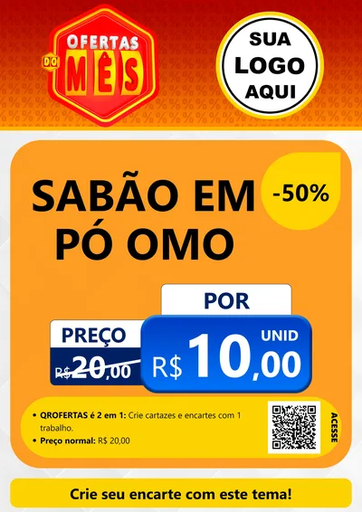 Modelo de Cartaz para Cartaz A4 Vertical com o tema Ofertas do Mês para Produtos de Limpeza