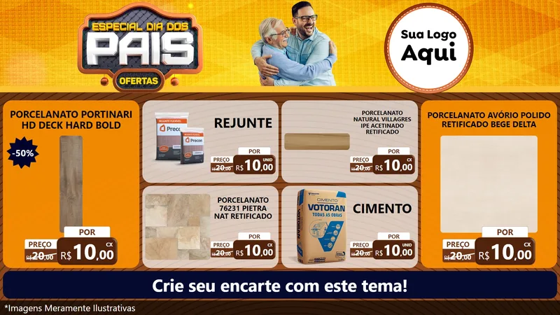 Modelo de TV para TV Horizontal com o tema Especial Dia dos Pais para Pisos e revestimentos