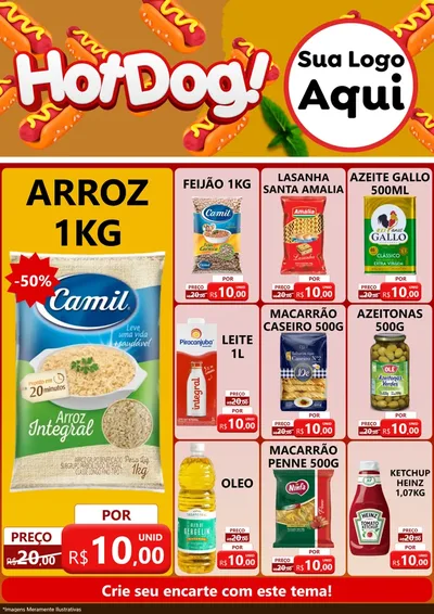 Modelo de Encarte para Encarte A4 Vertical com o tema Hot Dog