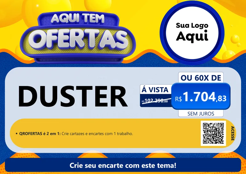 Modelo de Cartaz para Cartaz A4 Horizontal com o tema Aqui Tem Ofertas para Concessionaria de Carros