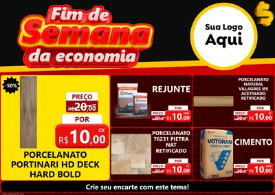 Modelo de Encarte para Encarte A4 Horizontal com o tema Fim de Semana da Economia para Pisos e revestimentos