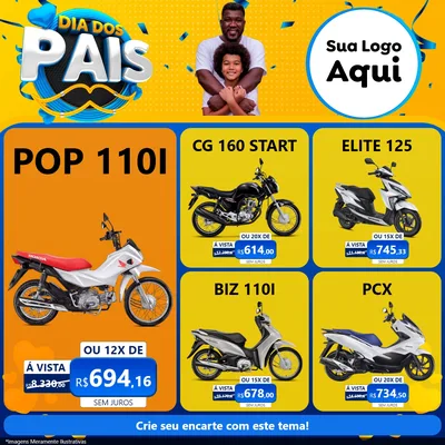 Modelo de Rede Social para Feed Facebook com o tema Dia dos Pais para Concessionaria de Motos