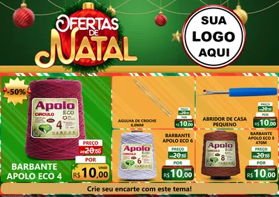 Modelo de Encarte para Encarte A4 Horizontal com o tema Ofertas de Natal para Armarinho e Aviamentos