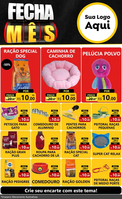 Modelo de Encarte para Encarte Grande com o tema Fecha Mês para Pet Shop