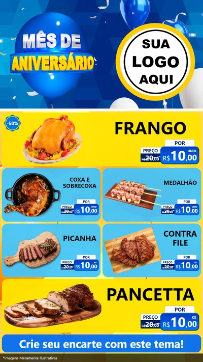 Modelo de TV para TV Vertical com o tema Mês de Aniversário para Assados