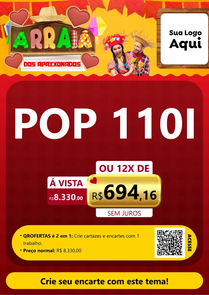 Modelo de Cartaz para Cartaz A4 Vertical com o tema Arraiá Dos Apaixonados - Junina para Concessionaria de Motos