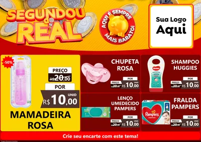 Modelo de Encarte para Encarte A4 Horizontal com o tema Segundou do Real para Bebês