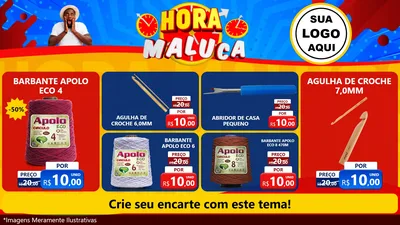 Modelo de TV para TV Horizontal com o tema Hora Maluca para Armarinho e Aviamentos