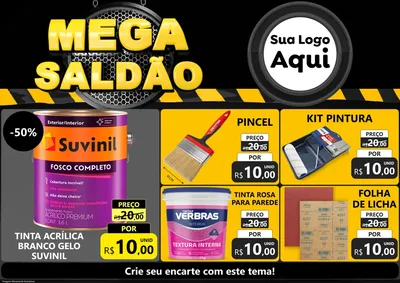 Modelo de Encarte para Encarte A4 Horizontal com o tema Mega Saldão para Tintas e Ferramentas