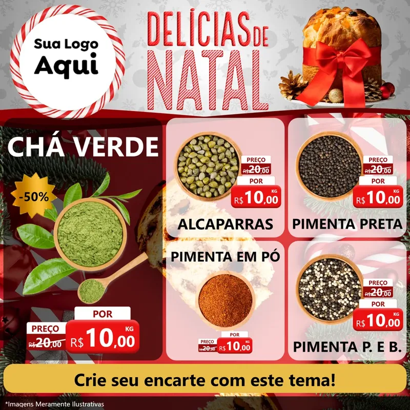 Modelo de Rede Social para Feed Facebook com o tema Delícias de Natal para Produtos Naturais