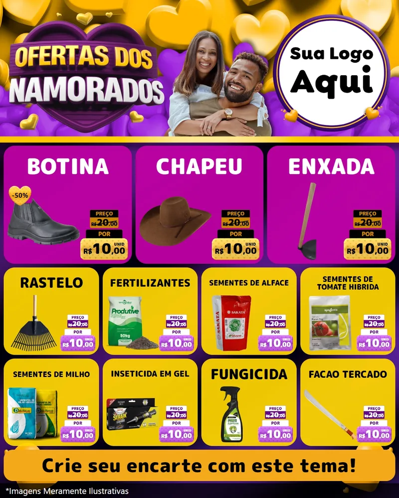 Modelo de Rede Social para Feed Instagram com o tema Oferta Dos Namorados para Agropecuária