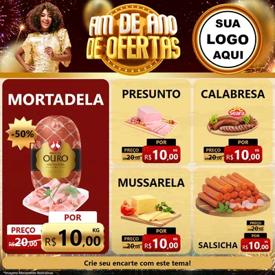 Modelo de Rede Social para Feed Facebook com o tema Fim de Ano de Ofertas para Frios e Laticínios