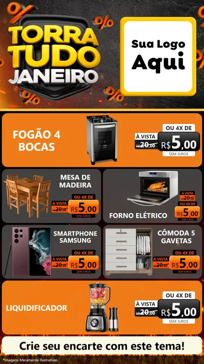 Modelo de TV para TV Vertical com o tema Torra Tudo Janeiro para Móveis e Eletro