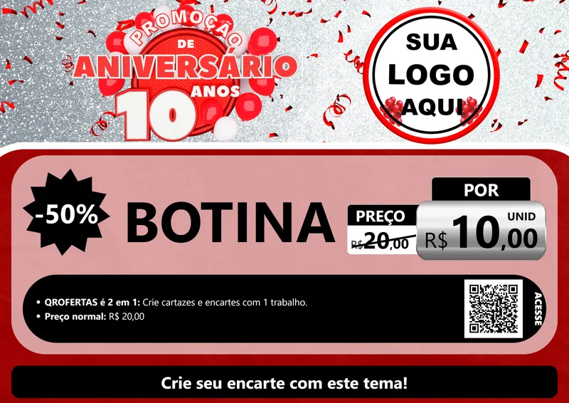 Modelo de Cartaz para Cartaz A4 Horizontal com o tema Promoção de Aniversário - 10 Anos para Agropecuária