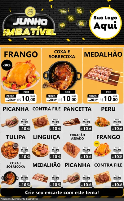 Modelo de Encarte para Encarte Grande com o tema Junho Imbatível para Assados