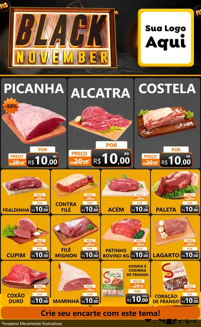 Modelo de Encarte para Encarte Grande com o tema Black November para Açougue