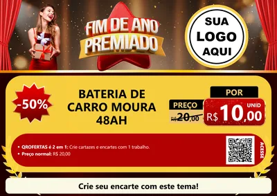 Modelo de Cartaz para Cartaz A4 Horizontal com o tema Fim de Ano Premiado para Baterias Elétricas