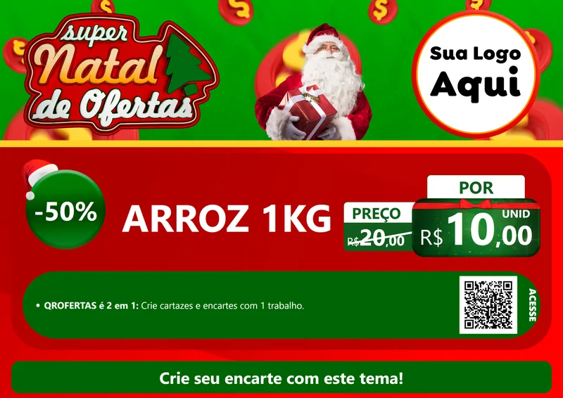 Modelo de Cartaz para Cartaz A4 Horizontal com o tema Super Natal de Ofertas para Supermercado