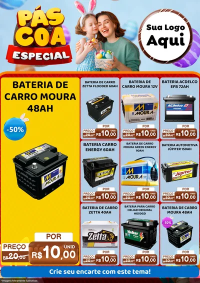 Modelo de Encarte para Encarte A4 Vertical com o tema Páscoa Especial para Baterias Elétricas