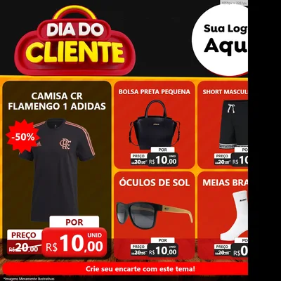 Modelo de Rede Social para Feed Facebook com o tema Dia do Cliente para Roupas e acessórios