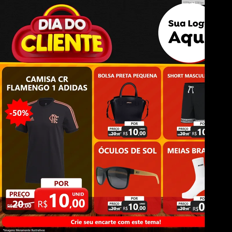Modelo de Rede Social para Feed Facebook com o tema Dia do Cliente para Roupas e acessórios