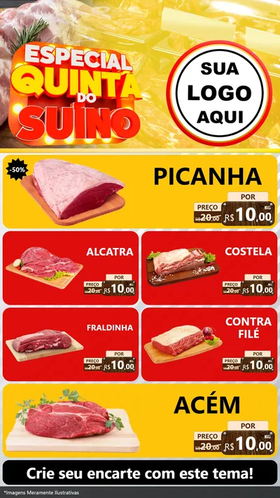 Modelo de TV para TV Vertical com o tema Especial Quinta do Suíno para Açougue