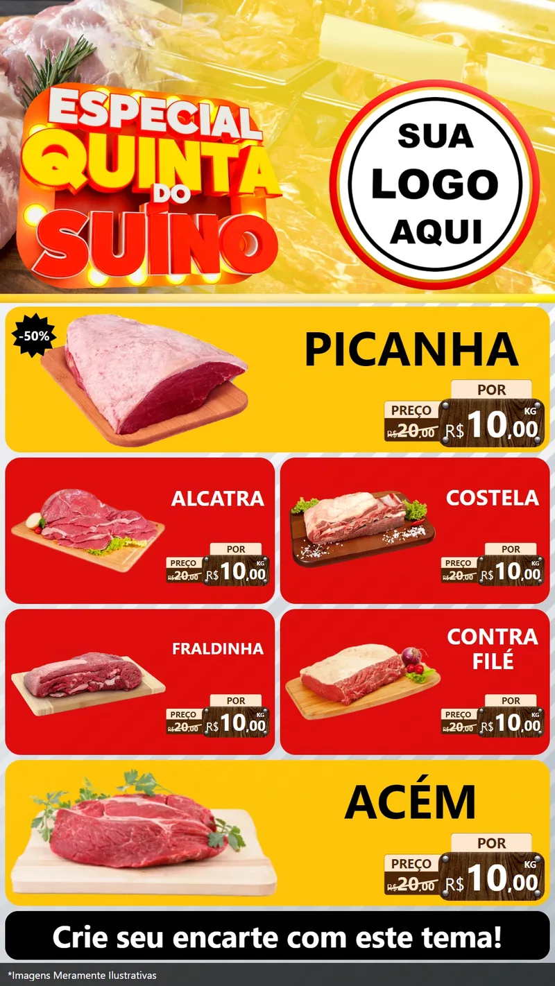 Modelo de TV para TV Vertical com o tema Especial Quinta do Suíno para Açougue