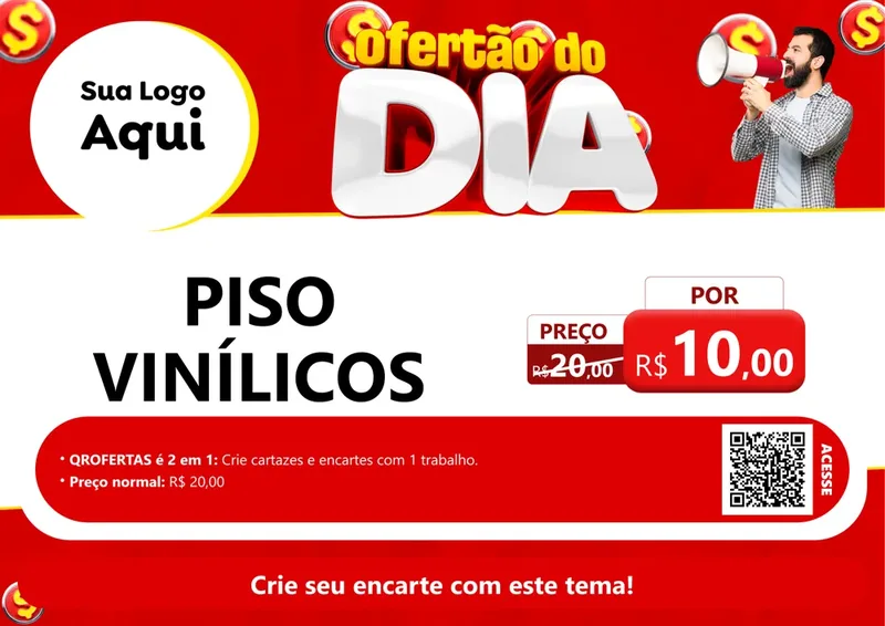 Modelo de Cartaz para Cartaz A4 Horizontal com o tema Ofertão do dia para Material para Construção