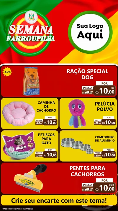 Modelo de TV para TV Vertical com o tema Semana Farroupilha para Pet Shop