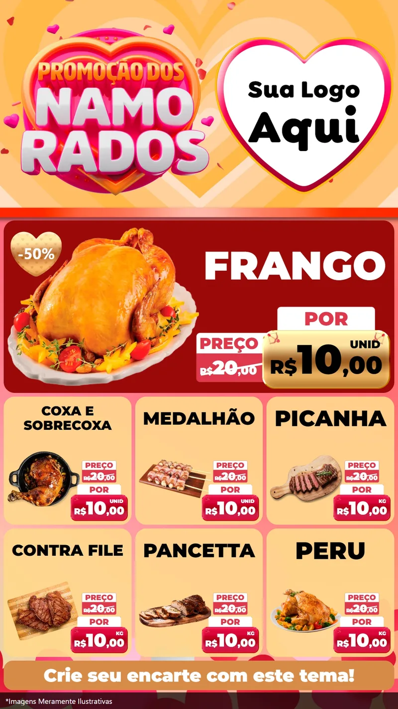 Modelo de Rede Social para Stories com o tema Promoção dos Namorados para Assados