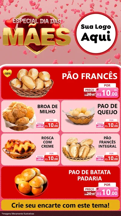Modelo de TV para TV Vertical com o tema Especial Dia Das Mães para Padaria