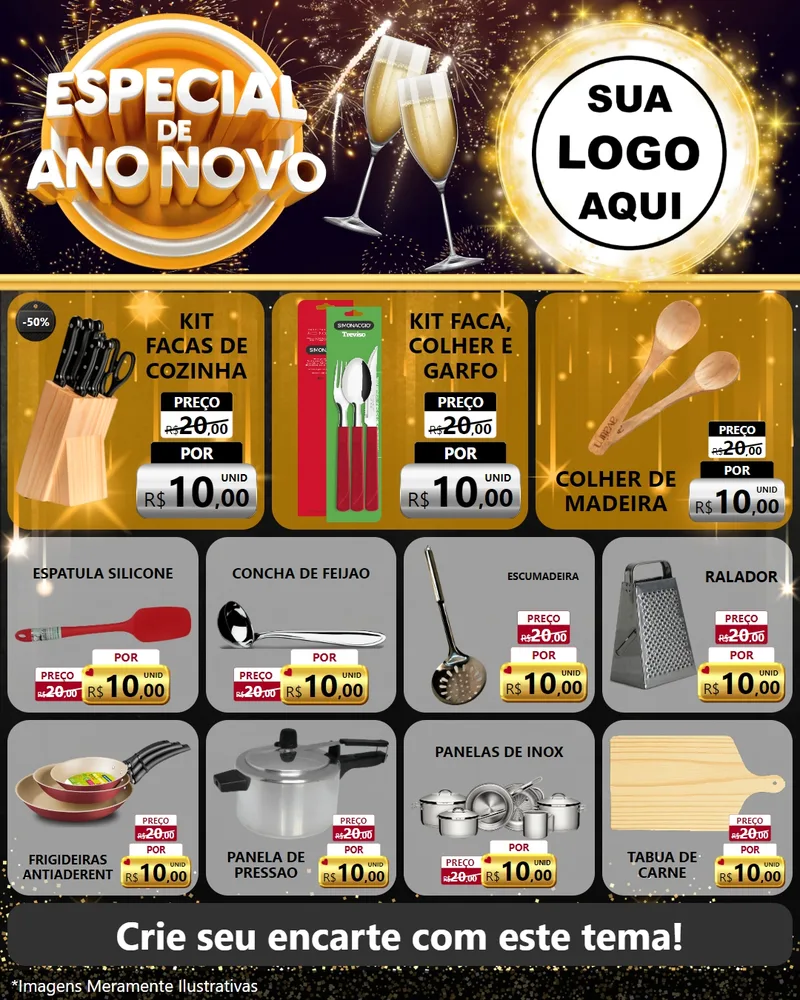 Modelo de Rede Social para Feed Instagram com o tema Especial de Ano Novo para Utilidades Domésticas