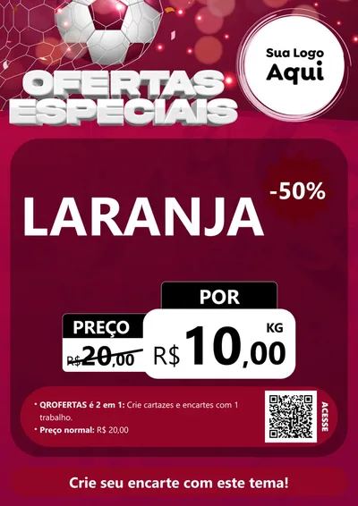 Modelo de Cartaz para Cartaz A4 Vertical com o tema Ofertas Especiais - Futebol para Hortifrúti